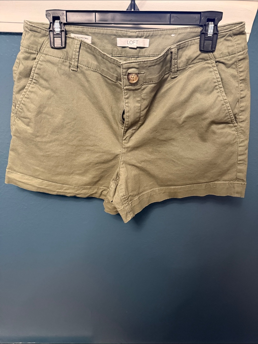 LOFT Olive Green Cotton Casual Women's Shorts